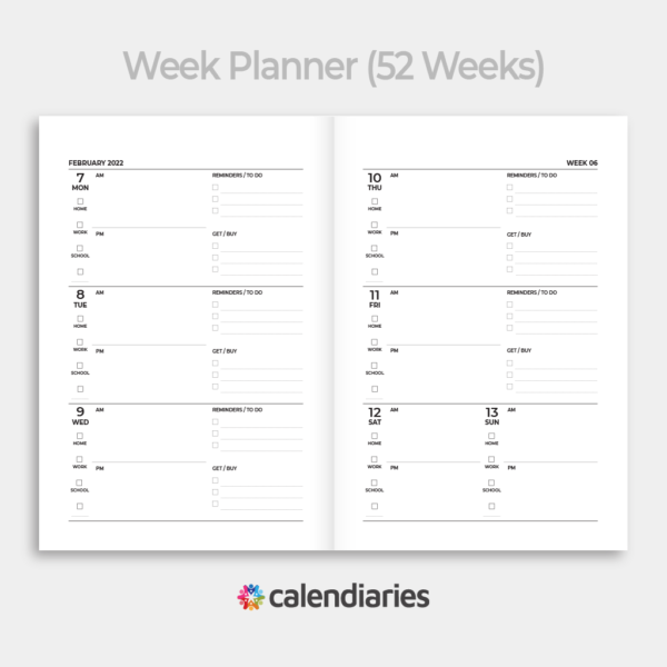 2022 Calendar - Weekly Planner