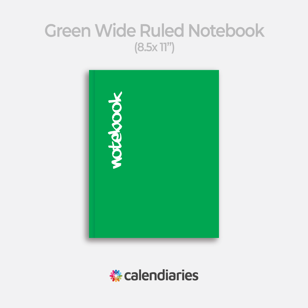 Green Matte Cover Wide Ruled Notebook, Composition Notebook, Comp Books, Journal, Lab Notes, Writing Book, 100 Sheets, Double Sided, 200 Pages, 8.5x11 inches
