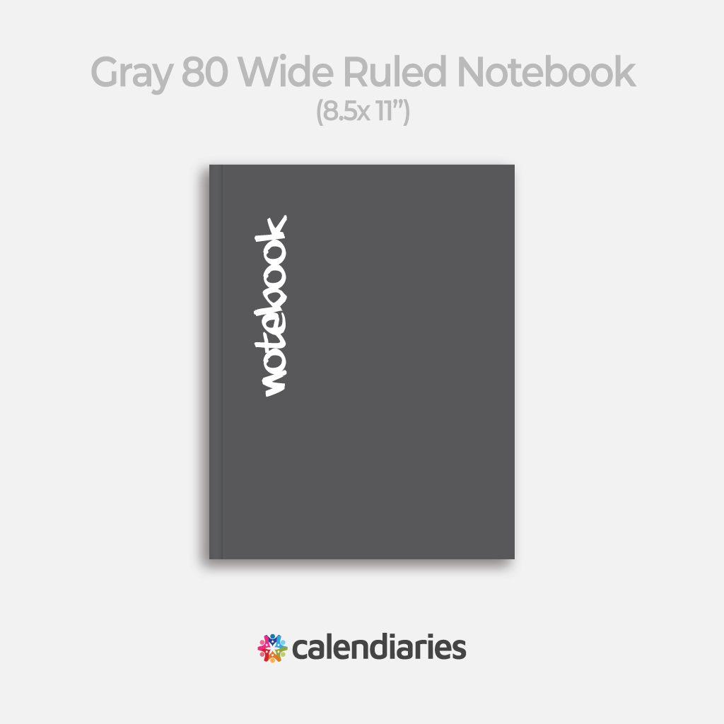 Grey 80% Matte Cover Wide Ruled Notebook, Composition Notebook, Comp Books, Journal, Lab Notes, Writing Book, 100 Sheets, Double Sided, 200 Pages, 8.5x11 inches