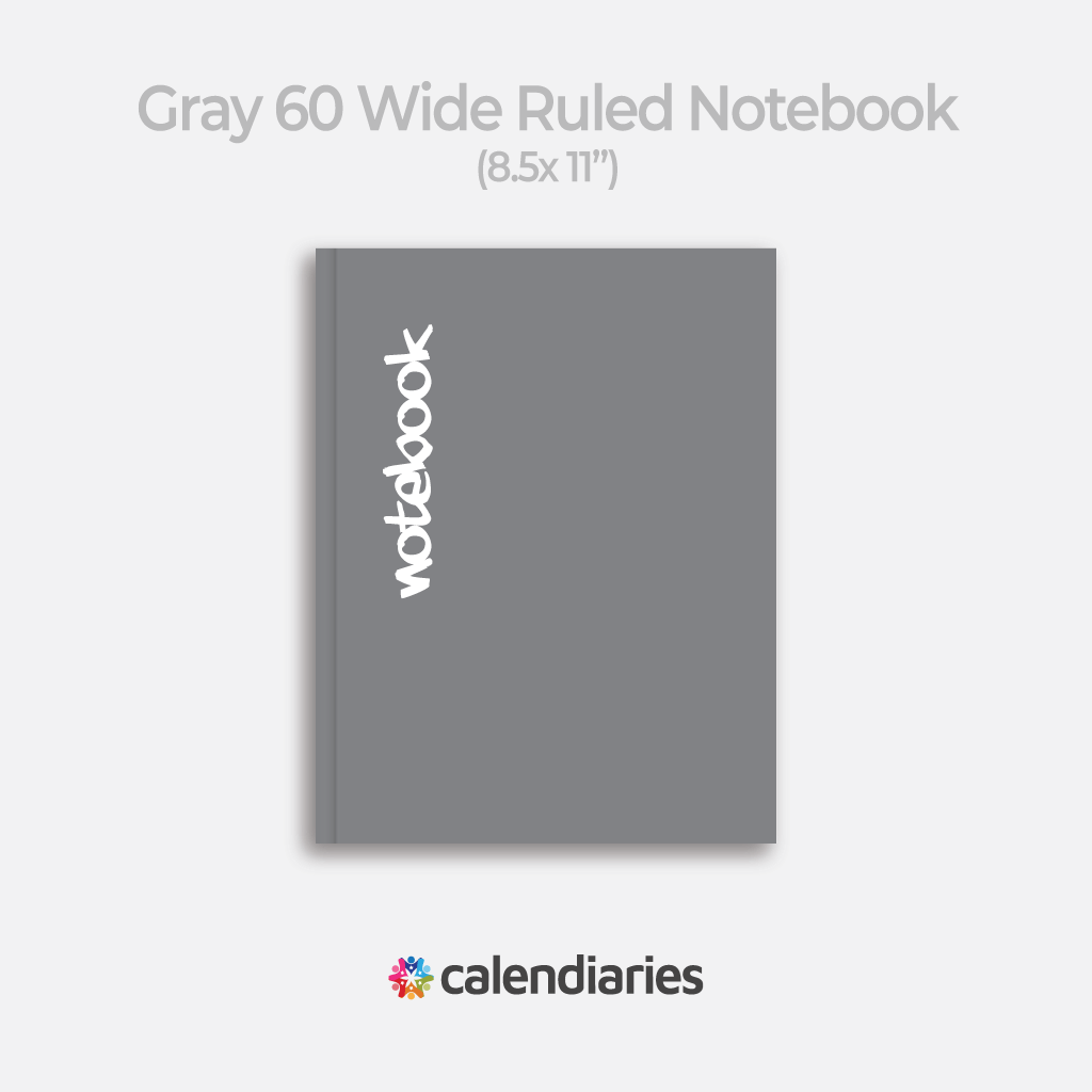 Grey 60% Matte Cover Wide Ruled Notebook, Composition Notebook, Comp Books, Journal, Lab Notes, Writing Book, 100 Sheets, Double Sided, 200 Pages, 8.5x11 inches