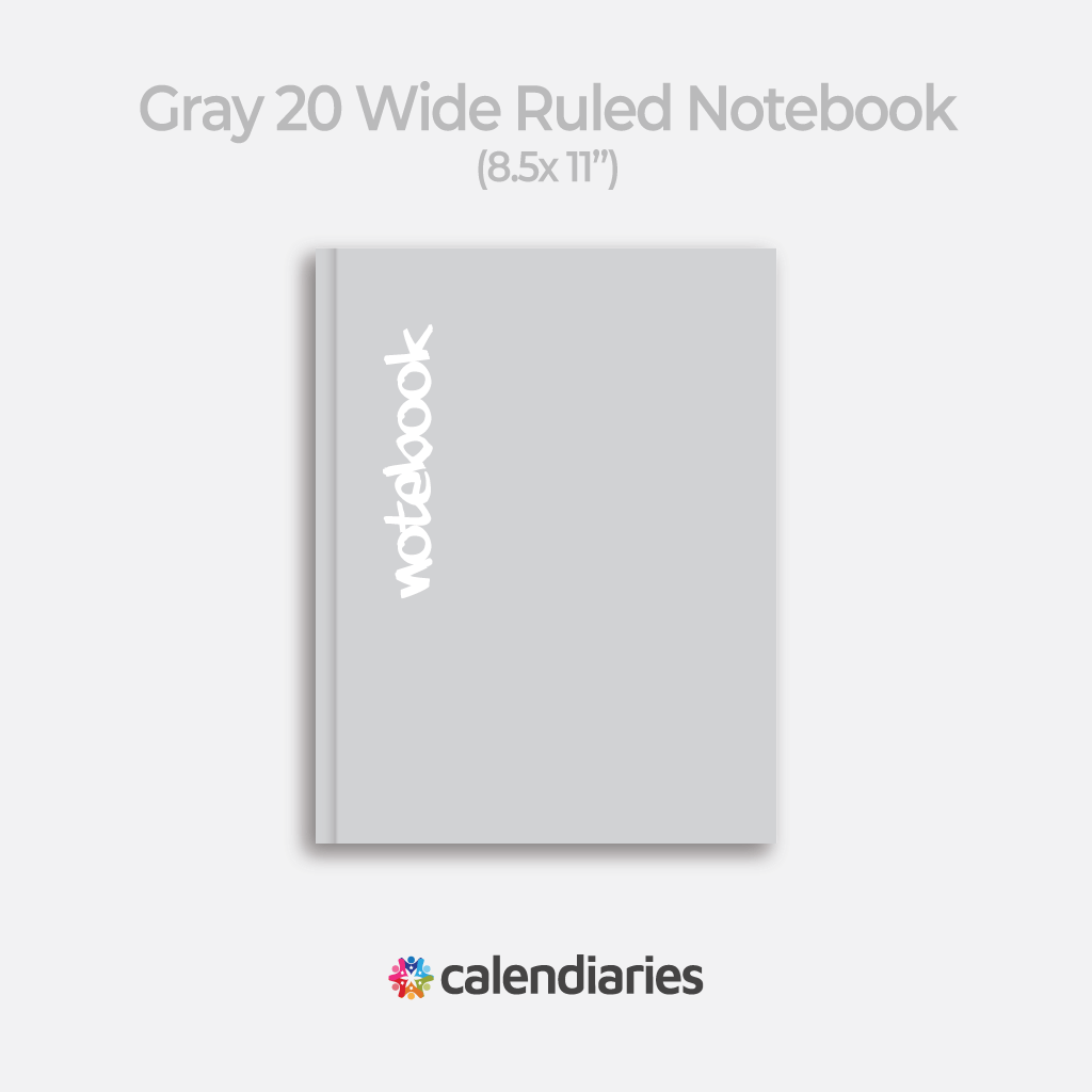 Grey 20% Matte Cover Wide Ruled Notebook, Composition Notebook, Comp Books, Journal, Lab Notes, Writing Book, 100 Sheets, Double Sided, 200 Pages, 8.5x11 inches