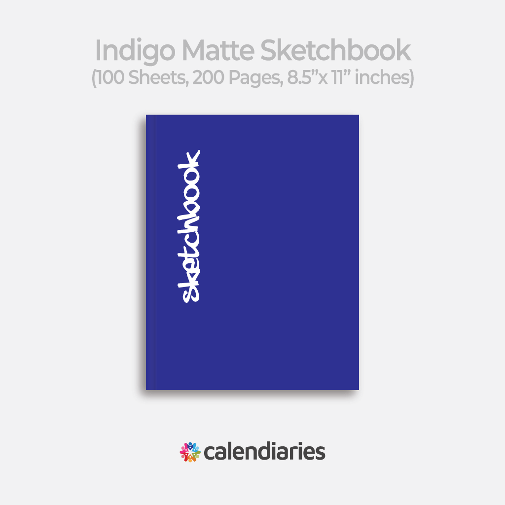 Indigo Sketchbook Matte Cover Unruled Notebook, Composition Notebook, Comp Books, Journal, Lab Notes, Writing Book, 100 Sheets, Double Sided, 200 Pages, 8.5x11 inches