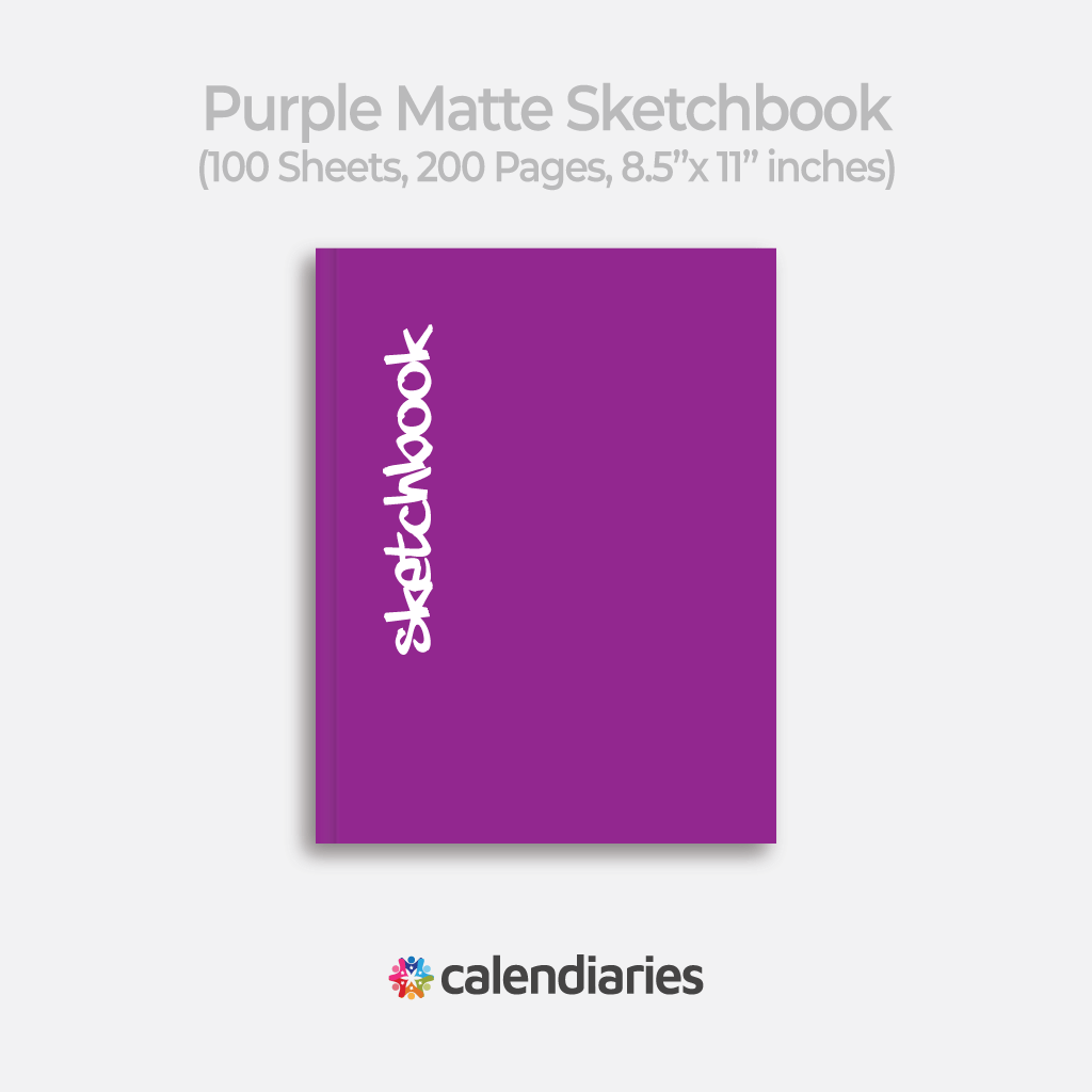 Purple Sketchbook Matte Cover Unruled Notebook, Composition Notebook, Comp Books, Journal, Lab Notes, Writing Book, 100 Sheets, Double Sided, 200 Pages, 8.5x11 inches