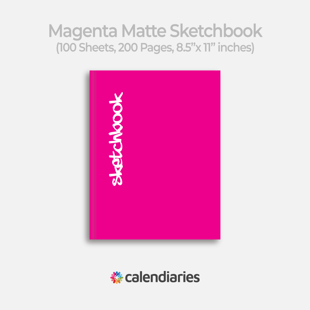 Magenta Sketchbook Matte Cover Unruled Notebook, Composition Notebook, Comp Books, Journal, Lab Notes, Writing Book, 100 Sheets, Double Sided, 200 Pages, 8.5x11 inches