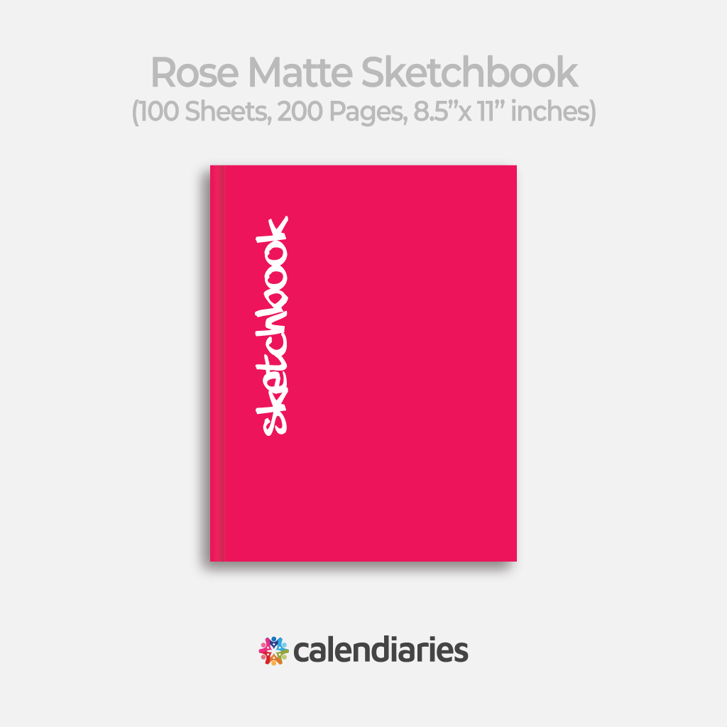 Rose Red Sketchbook Matte Cover Unruled Notebook, Composition Notebook, Comp Books, Journal, Lab Notes, Writing Book, 100 Sheets, Double Sided, 200 Pages, 8.5x11 inches