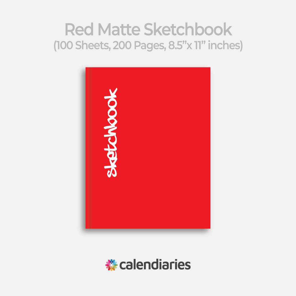Red Sketchbook Matte Cover Unruled Notebook, Composition Notebook, Comp Books, Journal, Lab Notes, Writing Book, 100 Sheets, Double Sided, 200 Pages, 8.5x11 inches