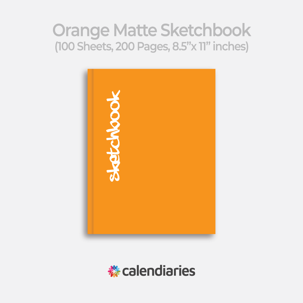 Orange Sketchbook Matte Cover Unruled Notebook, Composition Notebook, Comp Books, Journal, Lab Notes, Writing Book, 100 Sheets, Double Sided, 200 Pages, 8.5x11 inches