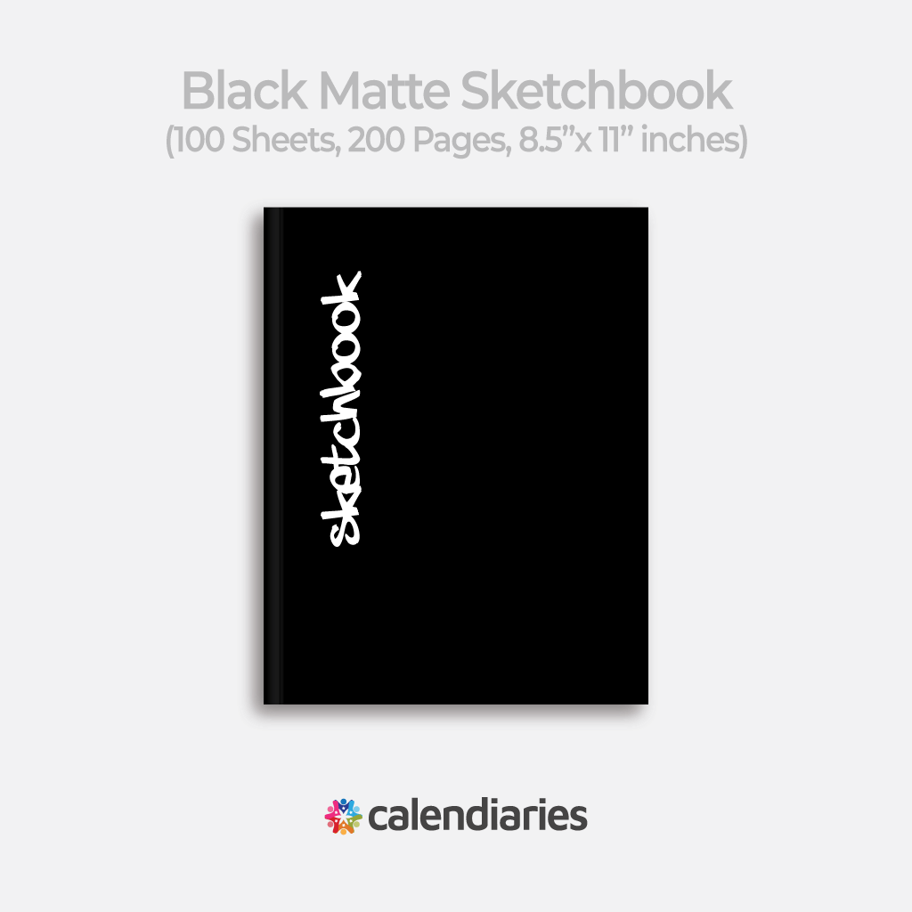 Black Sketchbook Matte Cover Unruled Notebook, Composition Notebook, Comp Books, Journal, Lab Notes, Writing Book, 100 Sheets, Double Sided, 200 Pages, 8.5x11 inches