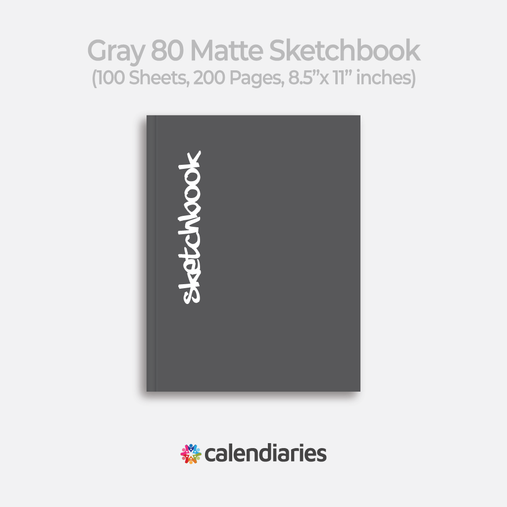 K80 Dark Gray Sketchbook Matte Cover Unruled Notebook, Composition Notebook, Comp Books, Journal, Lab Notes, Writing Book, 100 Sheets, Double Sided, 200 Pages, 8.5x11 inches