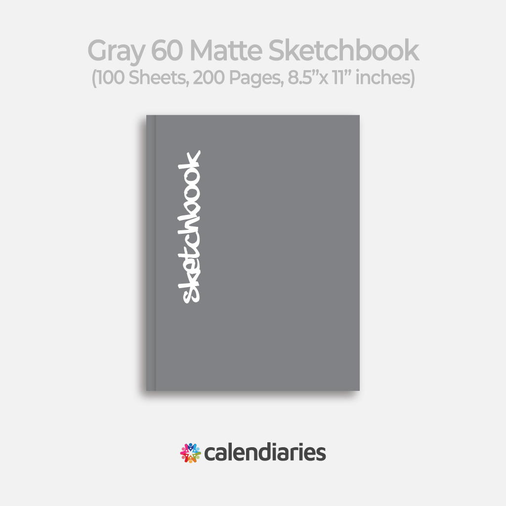 Gray Sketchbook Matte Cover Unruled Notebook, Composition Notebook, Comp Books, Journal, Lab Notes, Writing Book, 100 Sheets, Double Sided, 200 Pages, 8.5x11 inches