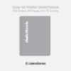 K40 Grey Sketchbook Matte Cover Unruled Notebook, Composition Notebook, Comp Books, Journal, Lab Notes, Writing Book, 100 Sheets, Double Sided, 200 Pages, 8.5x11 inches