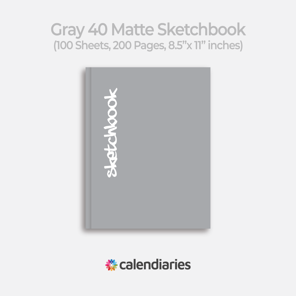 K40 Grey Sketchbook Matte Cover Unruled Notebook, Composition Notebook, Comp Books, Journal, Lab Notes, Writing Book, 100 Sheets, Double Sided, 200 Pages, 8.5x11 inches