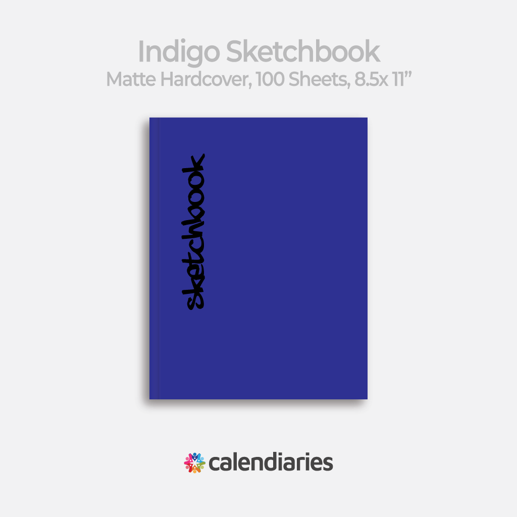 Indigo Sketchbook Matte Cover Unruled Notebook, Composition Notebook, Comp Books, Journal, Lab Notes, Writing Book, 100 Sheets, Double Sided, 200 Pages, 8.5x11 inches