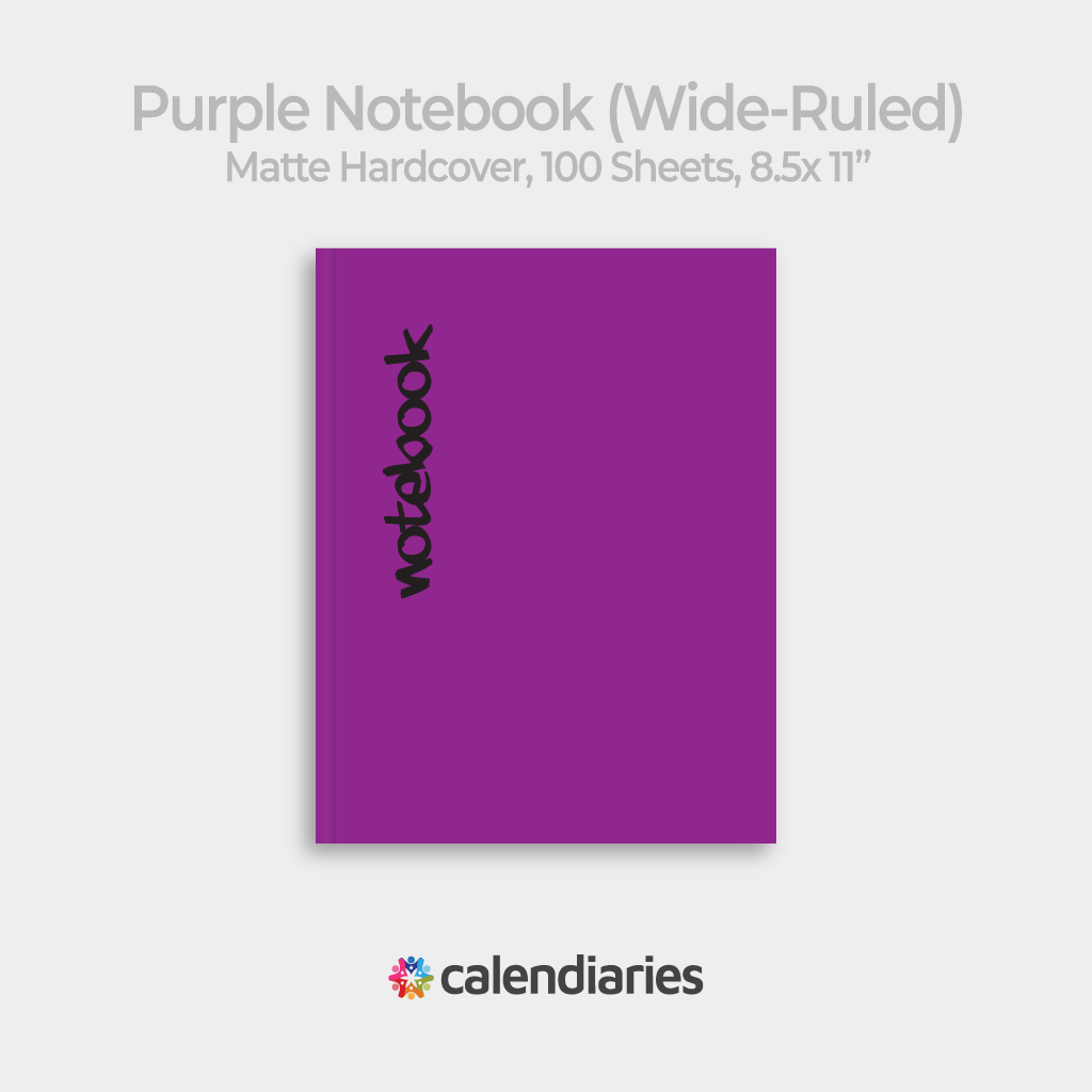 Purple Matte Cover Wide Ruled Notebook, Composition Notebook, Comp Books, Journal, Lab Notes, Writing Book, 100 Sheets, Double Sided, 200 Pages, 8.5x11 inches