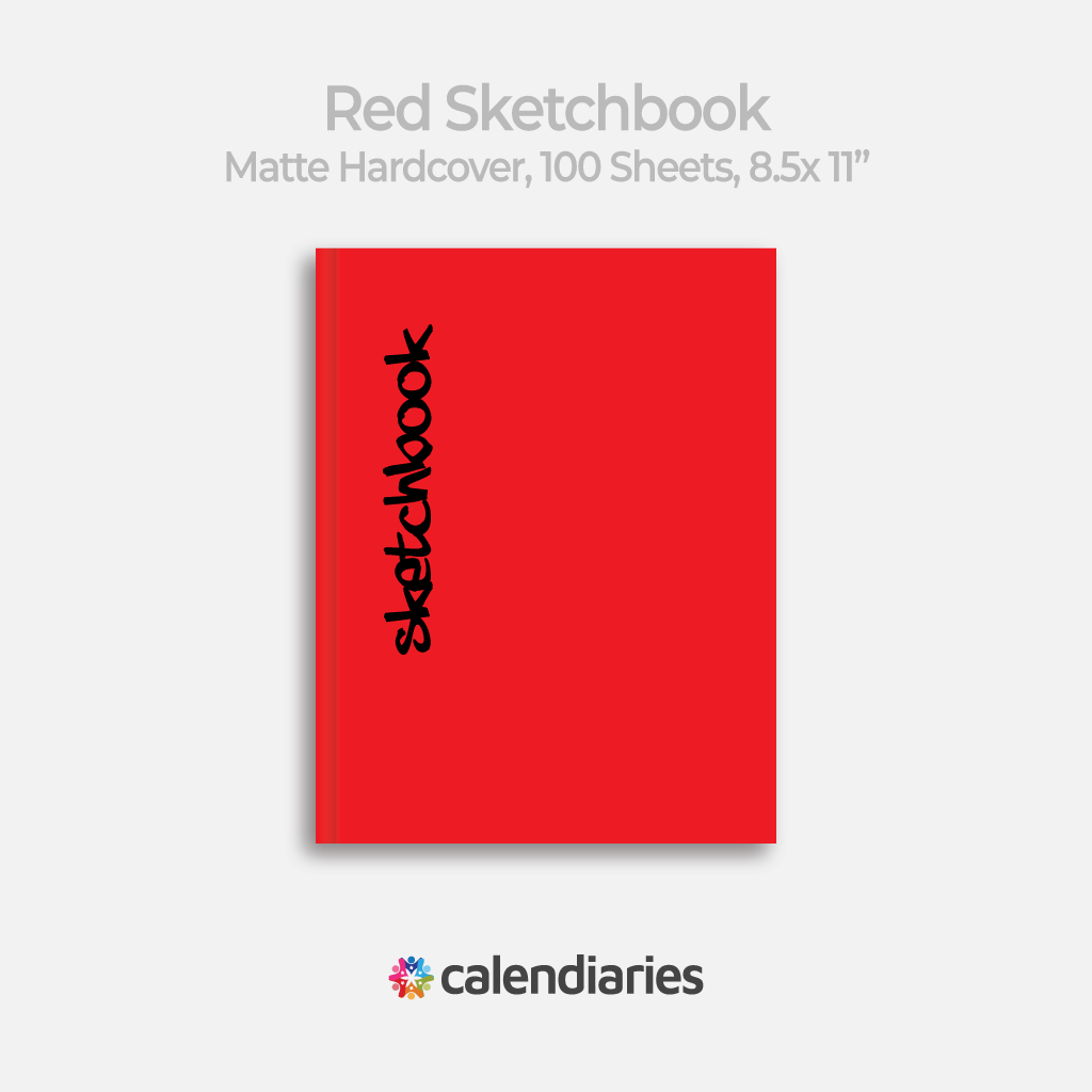 Red Sketchbook Matte, Blank, 100 Sheets, 8.25×11″ Hardcover