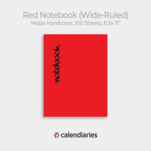 Red Matte Cover Wide Ruled Notebook, Composition Notebook, Comp Books, Journal, Lab Notes, Writing Book, 100 Sheets, Double Sided, 200 Pages, 8.5x11 inches