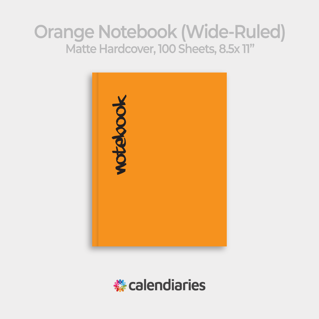 Orange Matte Cover Wide Ruled Notebook, Composition Notebook, Comp Books, Journal, Lab Notes, Writing Book, 100 Sheets, Double Sided, 200 Pages, 8.5x11 inches