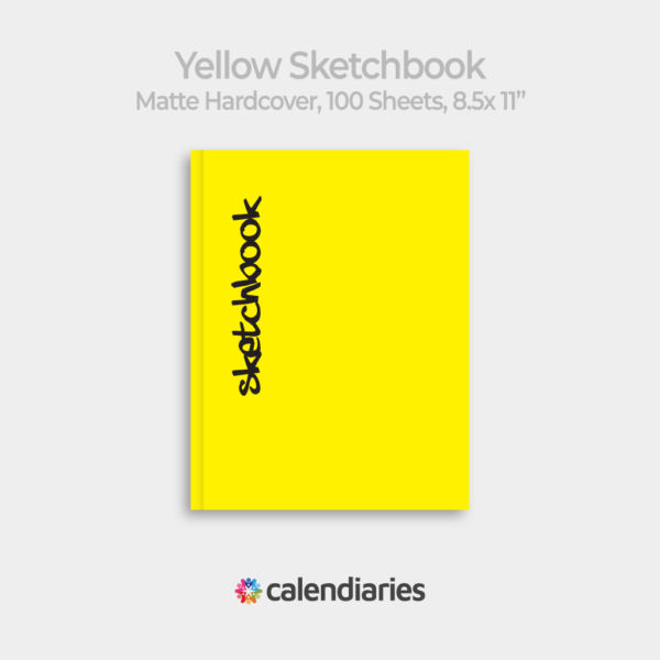 Yellow Sketchbook Matte Cover Unruled Notebook, Composition Notebook, Comp Books, Journal, Lab Notes, Writing Book, 100 Sheets, Double Sided, 200 Pages, 8.5x11 inches