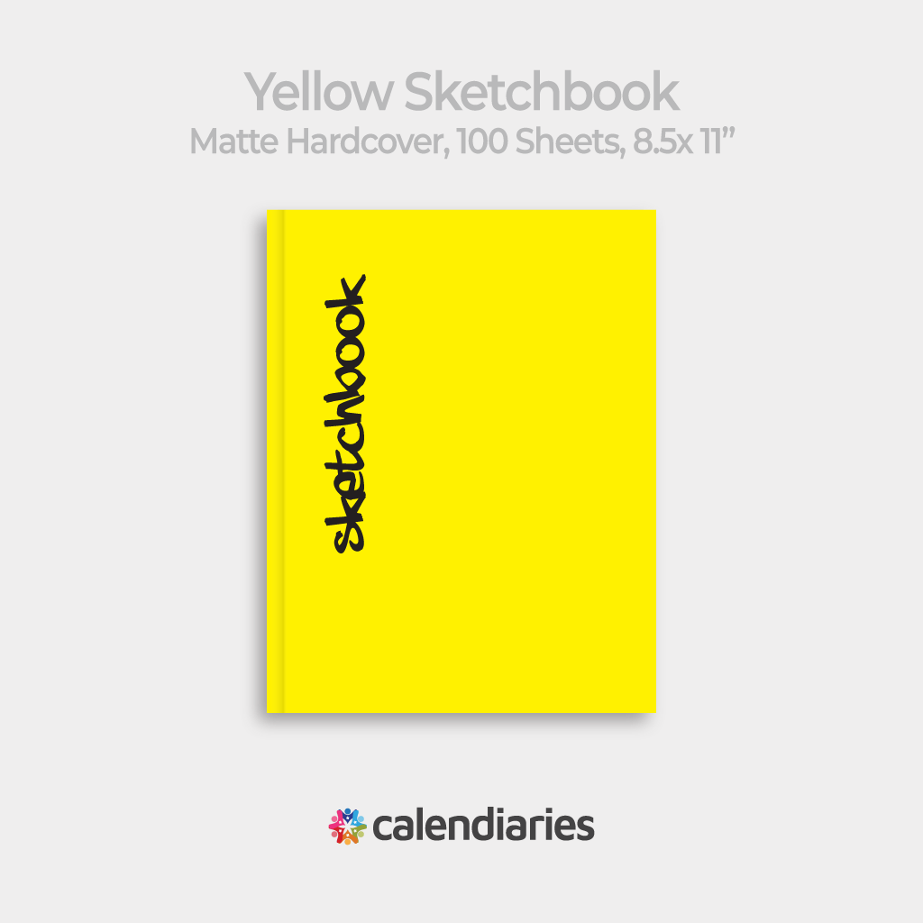 Yellow Sketchbook Matte Cover Unruled Notebook, Composition Notebook, Comp Books, Journal, Lab Notes, Writing Book, 100 Sheets, Double Sided, 200 Pages, 8.5x11 inches