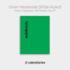 Green Matte Cover Wide Ruled Notebook, Composition Notebook, Comp Books, Journal, Lab Notes, Writing Book, 100 Sheets, Double Sided, 200 Pages, 8.5x11 inches
