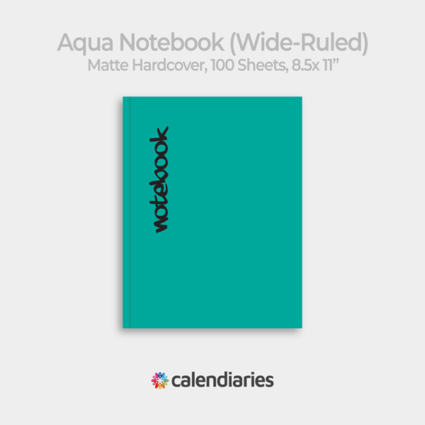 Aqua Matte Cover Wide Ruled Notebook, Composition Notebook, Comp Books, Journal, Lab Notes, Writing Book, 100 Sheets, Double Sided, 200 Pages, 8.5x11 inches