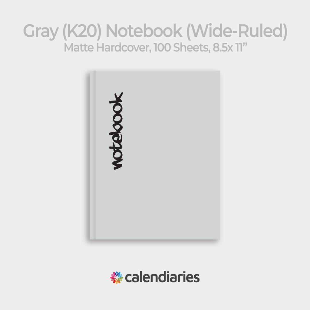 Light Gray 20% Matte Cover Wide Ruled Notebook, Composition Notebook, Comp Books, Journal, Lab Notes, Writing Book, 100 Sheets, Double Sided, 200 Pages, 8.5x11 inches