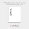 White Matte Cover Wide Ruled Notebook, Composition Notebook, Comp Books, Journal, Lab Notes, Writing Book, 100 Sheets, Double Sided, 200 Pages, 8.5x11 inches