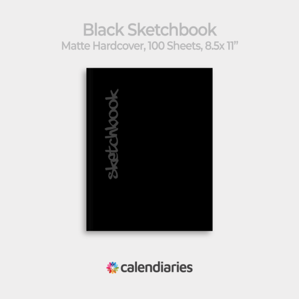 Black Sketchbook Matte Cover Unruled Notebook, Composition Notebook, Comp Books, Journal, Lab Notes, Writing Book, 100 Sheets, Double Sided, 200 Pages, 8.5x11 inches