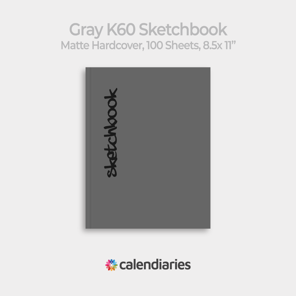 Gray Sketchbook Matte Cover Unruled Notebook, Composition Notebook, Comp Books, Journal, Lab Notes, Writing Book, 100 Sheets, Double Sided, 200 Pages, 8.5x11 inches
