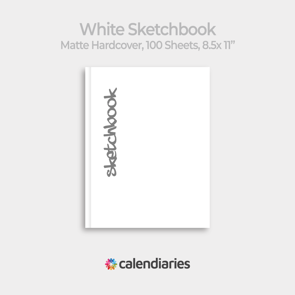 White Sketchbook Matte, Blank, 100 Sheets, 8.25×11″ Hardcover