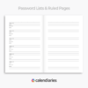 2023 Planner Password List & Ruled Pages - Calendiaries